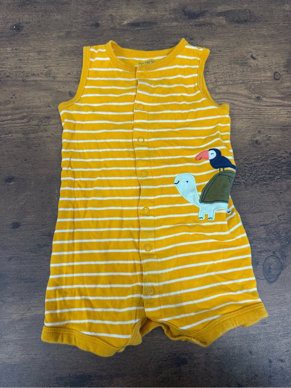 ⭐️5 for $20⭐️ Yellow Striped Turtle & Toucan Romper - Kids One Piece 12M